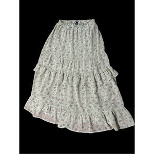NEW WITHOUT TAGS Vylette Floral sage Green Tiered Ruffle Skirt Size Large floral